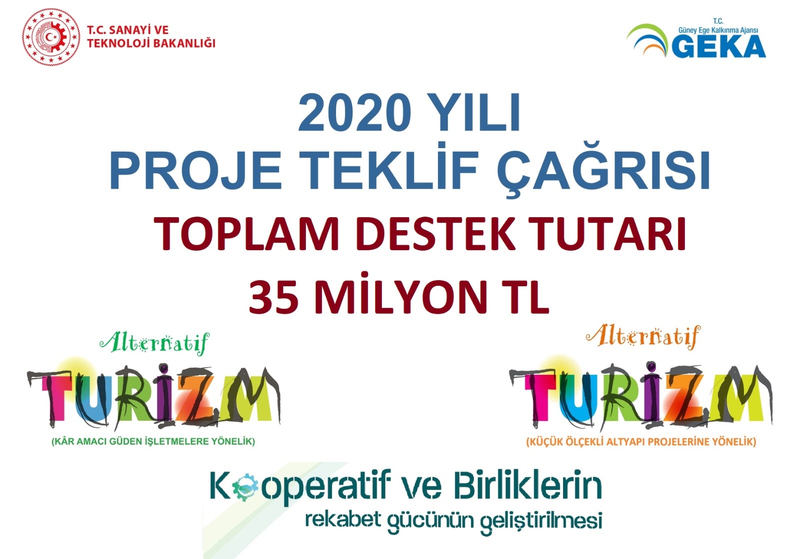2020 Yılı Proje Teklif Çağrısı toplam 35 Milyon TL bütçe ile ilan edilmiştir
